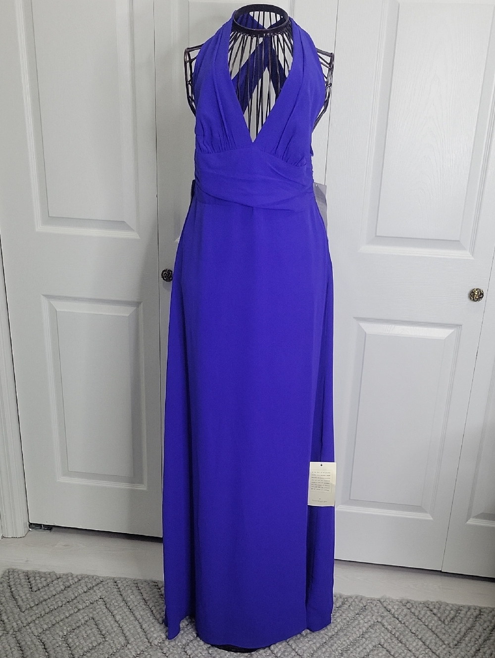 NICOLE MILLER Elegant Silk Royal Blue Halter Evening Gown SIZE 10